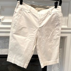 Vince Bermuda Shorts, four pockets, hits above the knee, hook/zip fly,